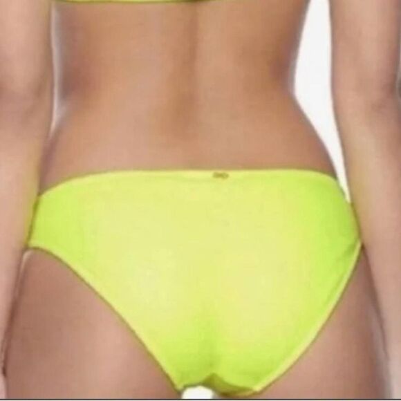Nwt PilyQ Anthropologie neon yellow pineapple reef full ribbed bikini bo… - Picture 2 of 5